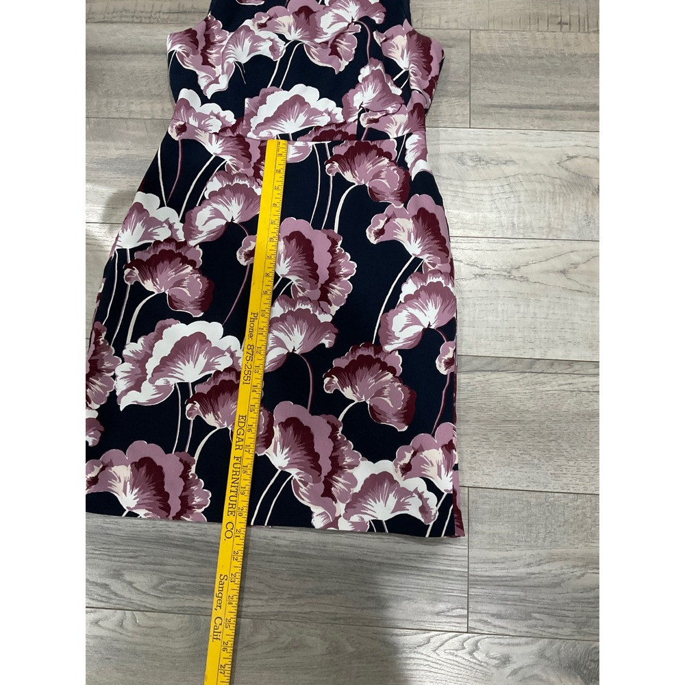 Ann Taylor Factory Petite Floral Sheath Dress Navy Plum Sleeveless 6P - Picture 6 of 8